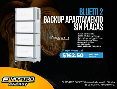 Bluetti 2 Backup Apartamento -Sin Placas