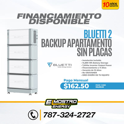 Bluetti 2 Backup Apartamento -Sin Placas