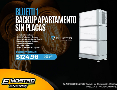 Bluetti 1 Backup Apartamento -Sin Placas