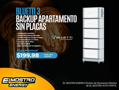 Bluetti 3 Backup Apartamento -Sin Placas