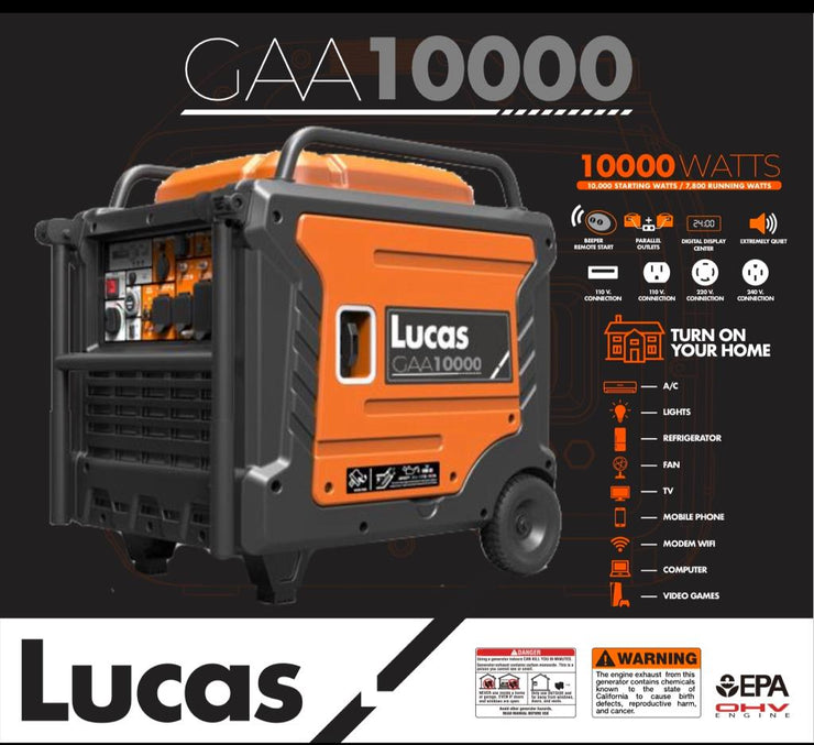 LUCAS INVERTER | GAA 10,000 WATTS | | PRENDE POR BOTÓN O "BEEPER"